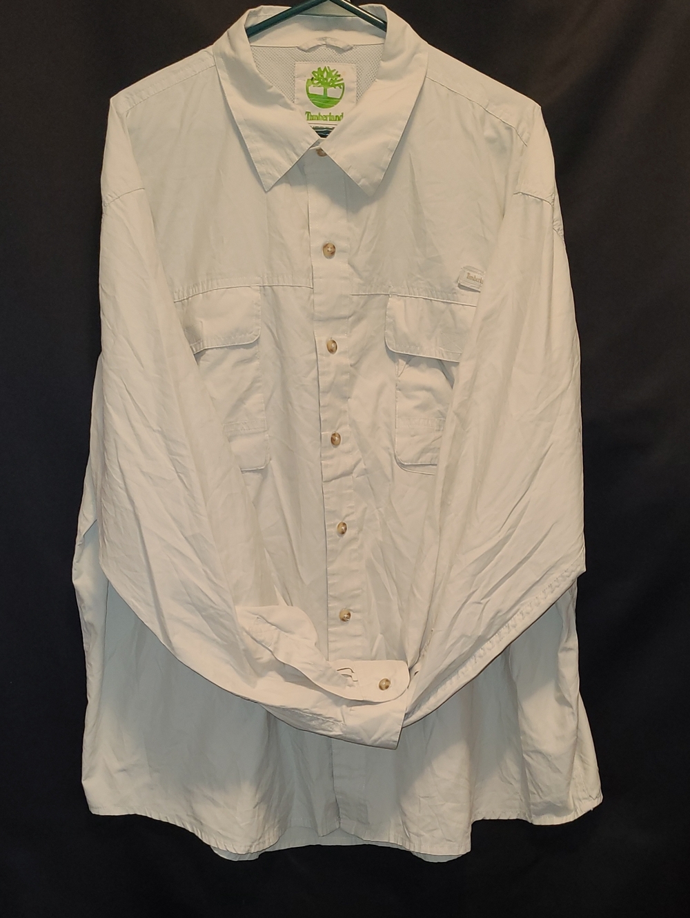 Timberland Men’s Long-Sleeve Button-Up Shirt in Off-White XXL